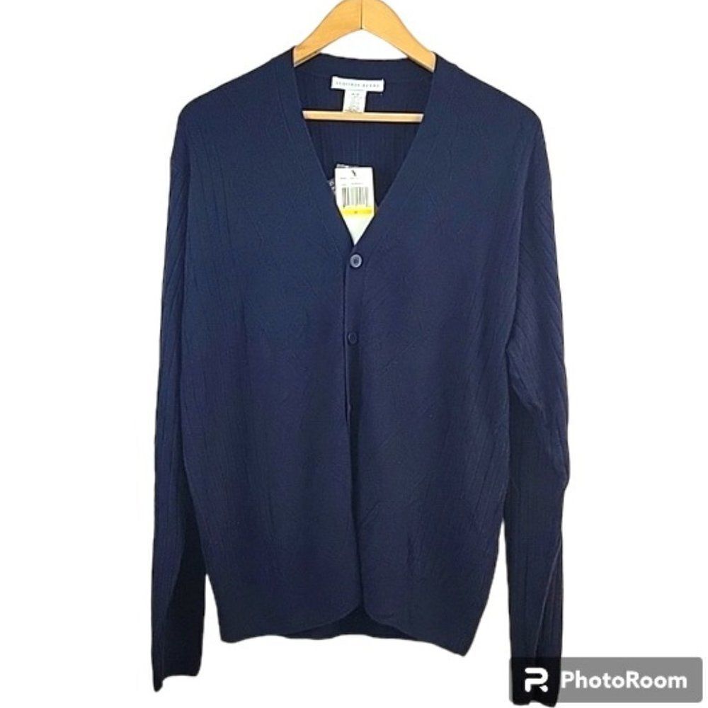 NWT Geoffrey Beenne- Blue Knit Button Up Cardigan- Size Medium